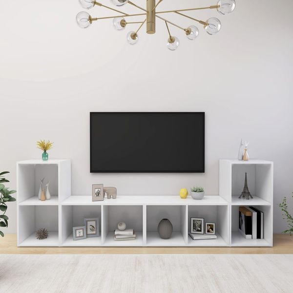 vidaXL TV skrinky 4 ks, biele 72x35x36,5 cm, kompozitné drevo