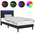 vidaXL Rám postele s LED pásikmi Čierna 90 x 190 cm Umelá koža