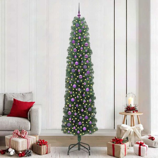 vidaXL Umelý vianočný stromček Zelená 240 cm PVC, oceľ a plast