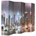 vidaXL Skladací paraván 228x170 cm, potlač nočného New Yorku