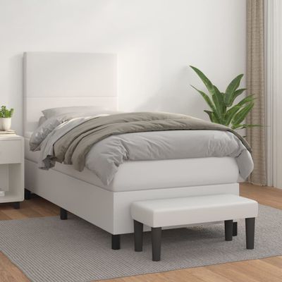 vidaXL Boxspring posteľ s matracom biela 80x200 cm umelá koža
