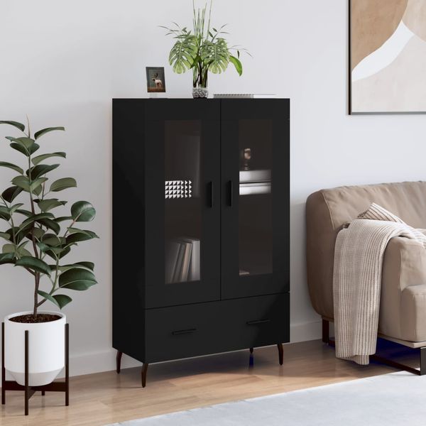 vidaXL Vysoká skrinka čierna 69,5x31x115 cm kompozitné drevo