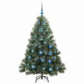 vidaXL Umelý vianočný stromček s 150 LED-i Zelená 150 cm PE a PVC