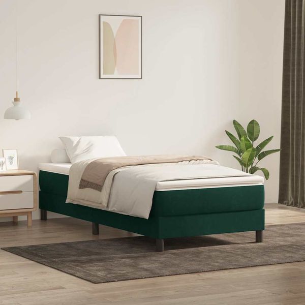 vidaXL Posteľný rám boxsping bez matracom tmavozelený 80x220 cm zamat