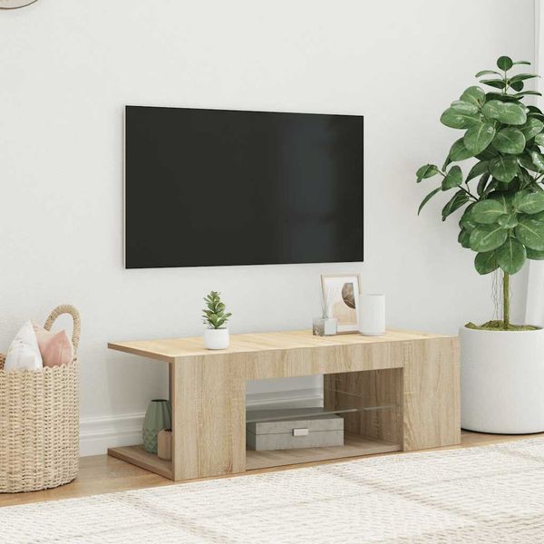 vidaXL TV skrinka s LED svetlami dub sonoma 90x39x30 cm