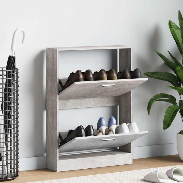 vidaXL Botník betónovo sivý 59x17x81 cm spracované drevo