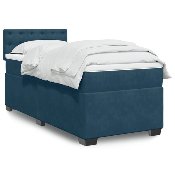 vidaXL Posteľný rám boxsping s matracom tmavomodrý 80x200 cm zamat