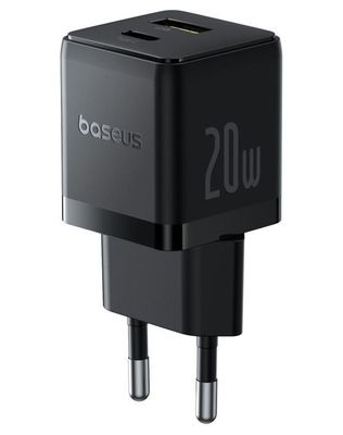 Baseus Rýchlonabíjačka do siete Palm 20W 1xUSB-A 1xUSB-C PD QC 3.0 čierna