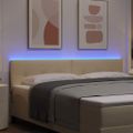 vidaXL LED hlavová doska s LED pásikmi Krémová 180 cm látka
