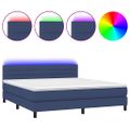 vidaXL Posteľ boxsping s matracom a LED modrá 160x200 cm látka
