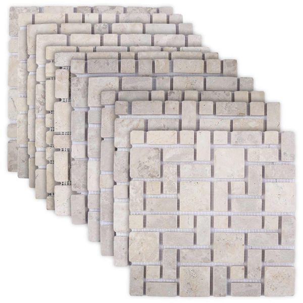 vidaXL Mozaikové dlaždice Krémová 30 x 30 cm Mramor