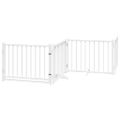 vidaXL Brána pre psa s dverami sklad. 6pan. biela 480cm topoľové drevo