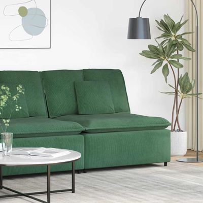 vidaXL Modulová stredová pohovka s vankúšmi, tmavozelená 100 cm