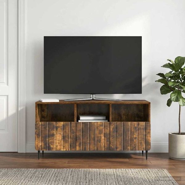 vidaXL TV skrinka Dymový dub 102 x 34,5 x 50 cm Kompozitné drevo