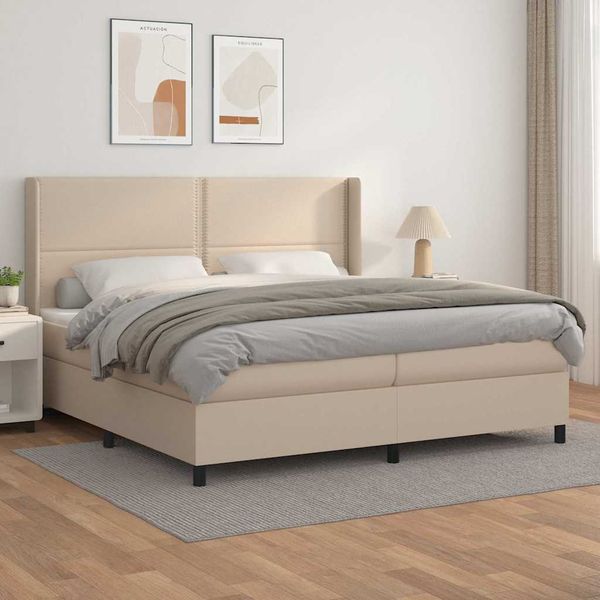 vidaXL Boxspring posteľ s matracom kapučínová 200x200 cm umelá koža