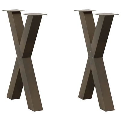 vidaXL Nohy k jedálenskému stolu v tvare X, 2 ks, prírodná oceľ, 50 x (72-73) cm, oceľ