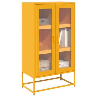 vidaXL Highboard horčicová žltá 68x39x123 cm Oceľ
