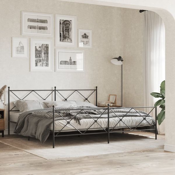 vidaXL Kovový rám postele s čelom a podnožkou čierny 200x200 cm
