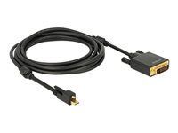 Kábel obrazovky - Mini DisplayPort (samec) do DVI-D (samec) - 3 m - krídlové skrutky - čierna