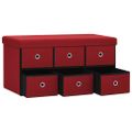 vidaXL Skladacia úložná lavica vínovo červená 76x38x38 cm umelý ľan