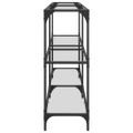 vidaXL Konzolový stolík priehľadná sklenená doska 158,5x30x81 cm oceľ