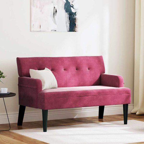 vidaXL Chesterfield lavica Víno červené 112 x 65,5 x 75 cm Zamat