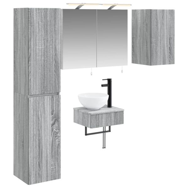 vidaXL Sada kúpeľňového nábytku 5 pcs Sivý Sonoma