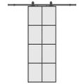 vidaXL Posuvné dvere s kovaním čierne 76x205 cm ESG sklo