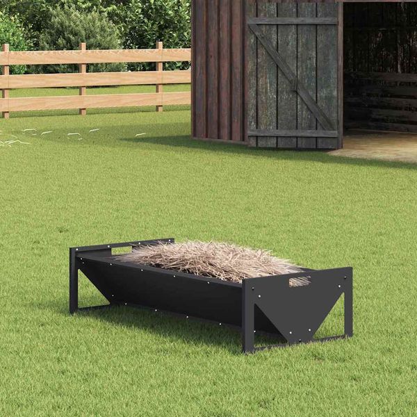 vidaXL Žľab na krmivo pre hospodárske zvieratá Čierna 108 x 50 x 28 cm