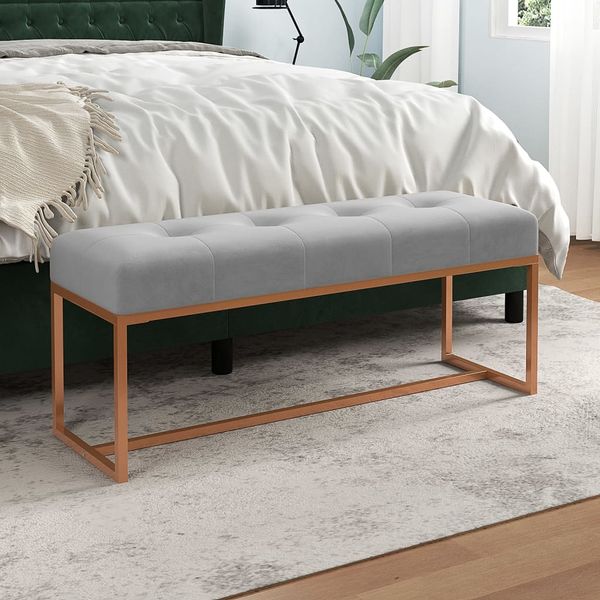 vidaXL Lavička sivá 110x36x45 cm zamat