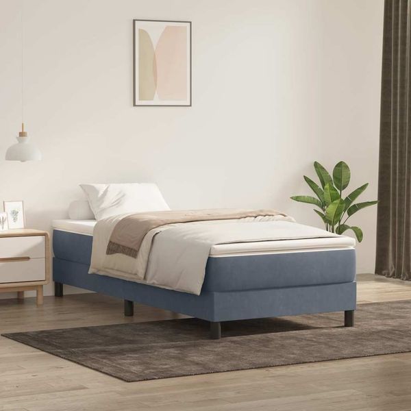 vidaXL Posteľný rám boxspring s matracom tmavosivý 90x210 cm zamat