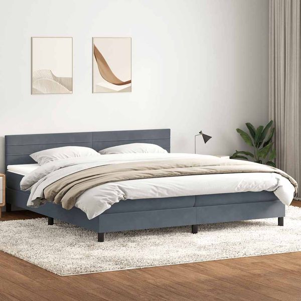 vidaXL Box Spring Posteľ s matracom Tmavosivá 180x220 cm Zamat