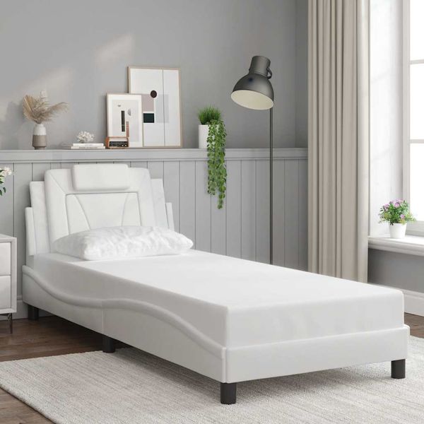 vidaXL Rám postele Viana bez matraca biely 80x200 cm umelá koža
