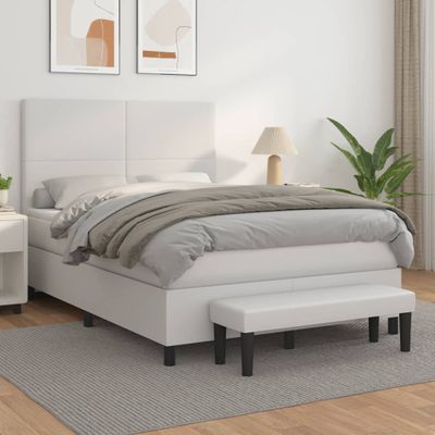 vidaXL Boxspring posteľ s matracom biela 140x200 cm umelá koža