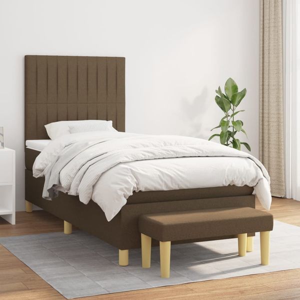 vidaXL Boxspring posteľ s matracom tmavohnedá 90x190 cm látka