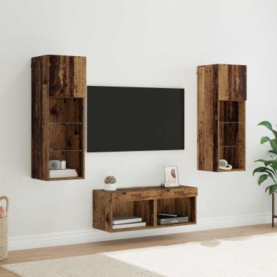 vidaXL TV Steny Skine Nástenný 4 pcs Remeselný dub Kompozitné drevo