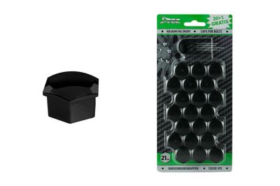Sada krytiek na skrutky kolies 21 mm - čierne