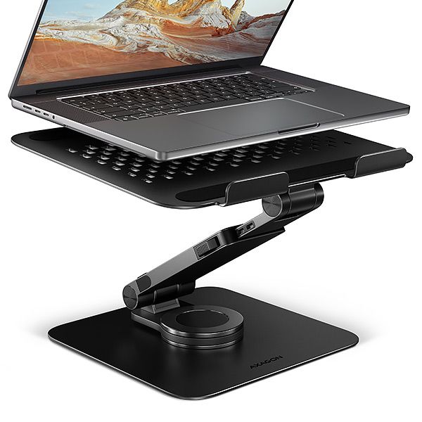AXAGON STND-LRB hliníkový stojan na notebook 10''-17.3'' nastaviteľná výška a uhol, otočný, čierny