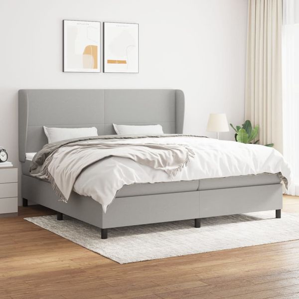 vidaXL Posteľný rám boxsping s matracom bledosivý 200x200 cm látka