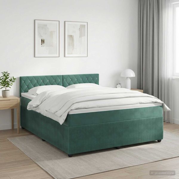 vidaXL Posteľ boxspring s matracom Tmavozelená 140 x 200 cm Zamat
