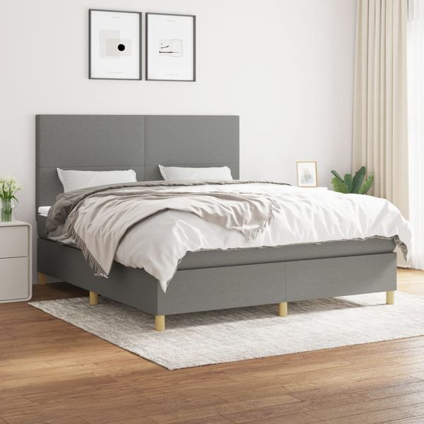 vidaXL Boxspring posteľ s matracom tmavosivá 180x200 cm látka
