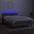 vidaXL Posteľ boxsping s matracom a LED sivohnedá 140x200 cm látka
