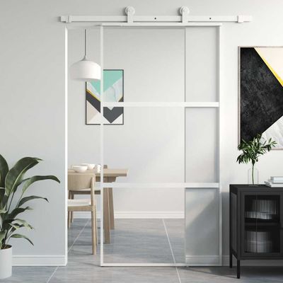 vidaXL Posuvné dvere biele 102,5x205 cm tvrdené sklo a hliník