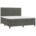 vidaXL Posteľný rám boxspring s matracom tmavosivý 180x200 cm zamat