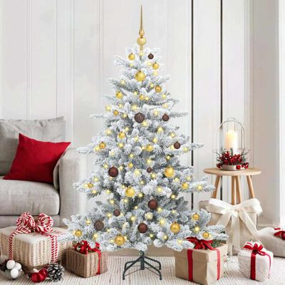 vidaXL Umelý Sklápací Vianočný Stromček Biela 150 cm PVC a oceľ