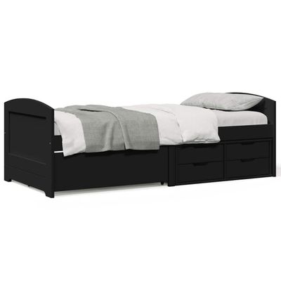 VidaXL Denná posteľ s 5 zásuvkami bez matraca "IRUN" Čierna 90x200 cm