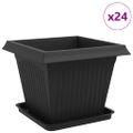 vidaXL Kvetináče 24 ks Čierna Plast