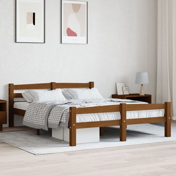 vidaXL Posteľný rám, medovo hnedý, borovicový masív 140x200 cm