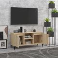 vidaXL TV stolík kovové nohy dub sonoma 103,5x35x50 cm