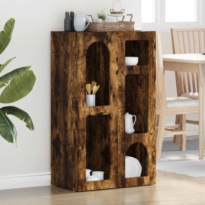 vidaXL Servírovacia skriňa ELST Dymová dub 59 x 35 x 100,5 cm